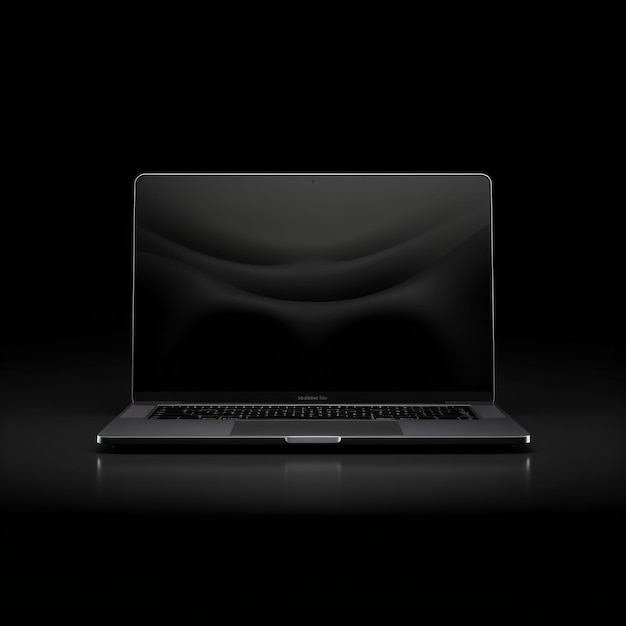 Abstract Black Laptop Computer On Dark Background With Shadows