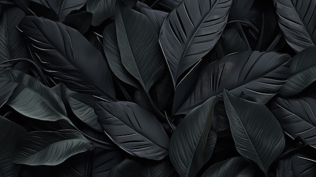 Abstract Black Leaves Textures for Tropical Leaf Background Dark Nature Tropical Leaf