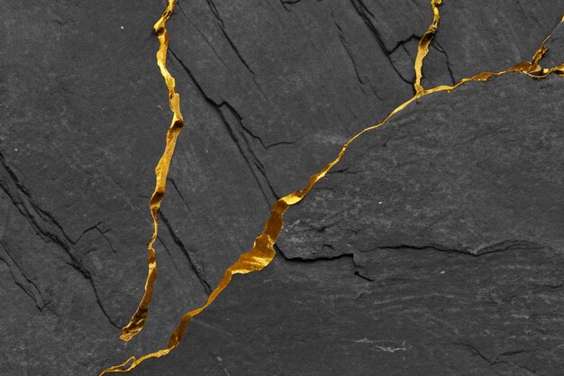 Abstract black marble natural pattern with golden veins background design