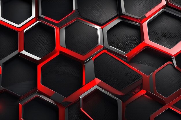 Abstract black red grey metallic carbon neutral overlap red light hexagon mesh design modern luxury futuristic technology background vector illustration