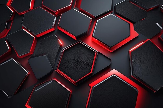 Abstract black red grey metallic carbon neutral overlap red light hexagon mesh design modern luxury futuristic technology background vector illustration