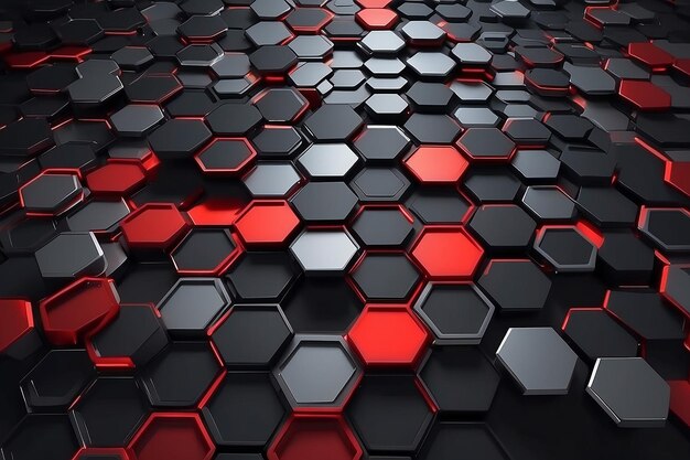 Abstract black red grey metallic carbon neutral overlap red light hexagon mesh design modern luxury futuristic technology background vector illustration