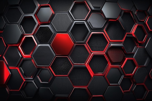 Abstract black red grey metallic carbon neutral overlap red light hexagon mesh design modern luxury futuristic technology background vector illustration