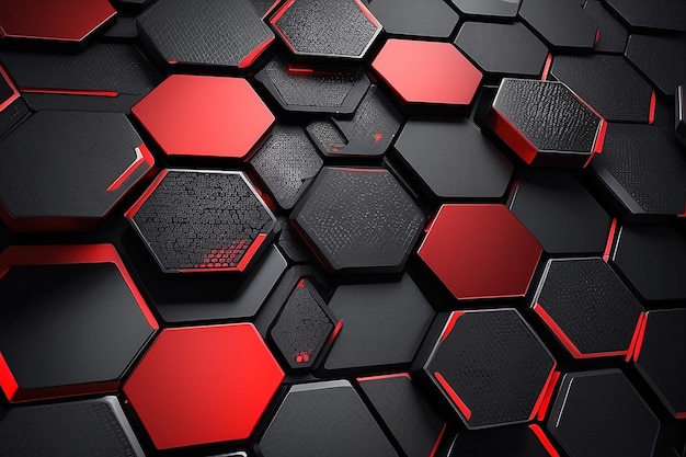 Abstract black red grey metallic carbon neutral overlap red light hexagon mesh design modern luxury futuristic technology background vector illustration