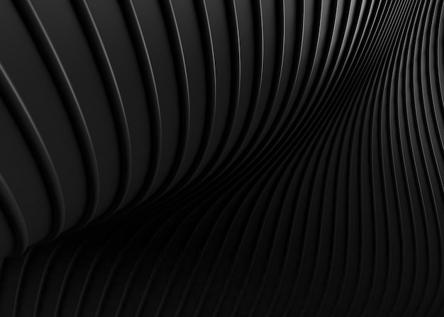 Abstract of black space, twisted shape, architecture details,Perspective of future building design. 3D rendering.