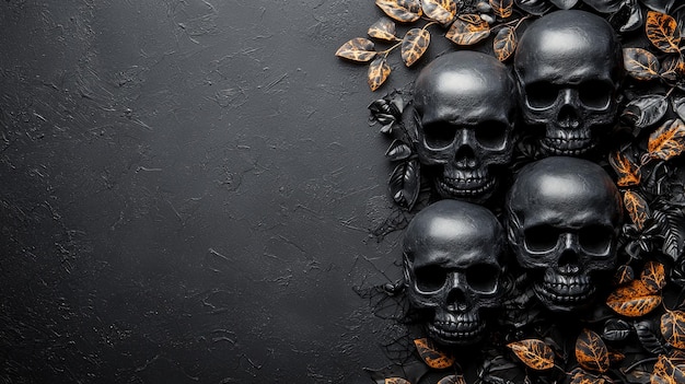 Photo abstract black theme with decorative skull elements