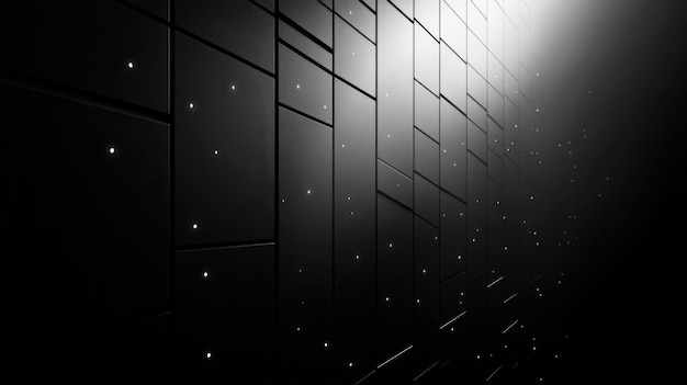 Abstract black wall with illuminated squares and a gradient effect