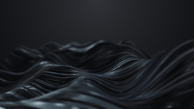 Abstract black wave on dark