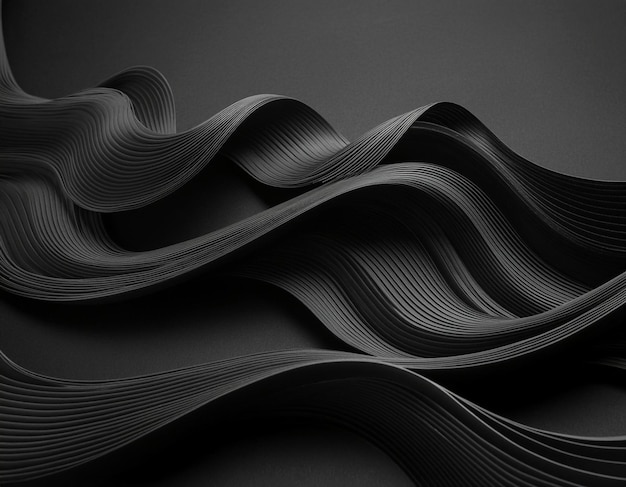 Abstract black waves on dark background for elegant design