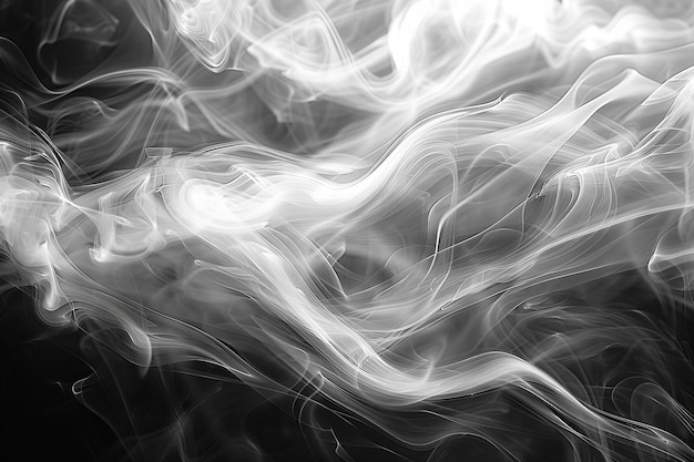 Abstract black and white background with smoke swirling in the air creating a smoky atmosphere with