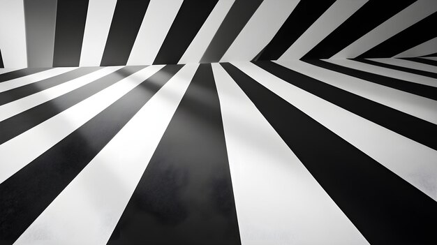 Photo abstract black and white background with strong volumetric straight lines in depth and perspective