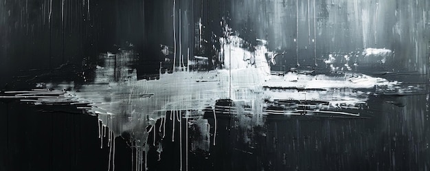 Abstract black and white brushstroke painting