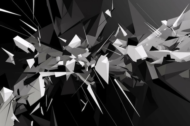 Abstract black and white design with fragmented shapes created with generative ai