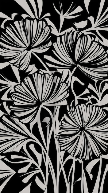 Photo abstract black and white flower pattern vector art