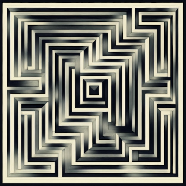 Photo abstract black and white geometric maze pattern