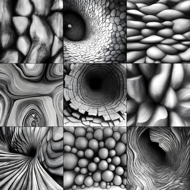 Abstract black and white graphics collage