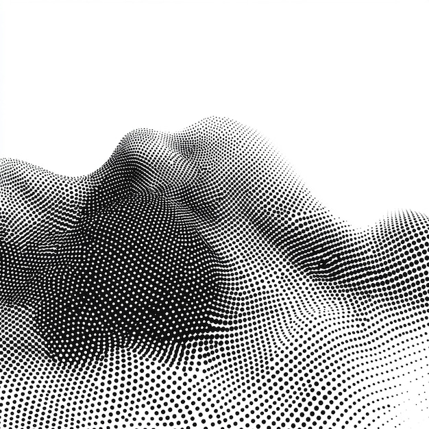 Abstract Black and White Halftone Wave Patterns for Modern Design