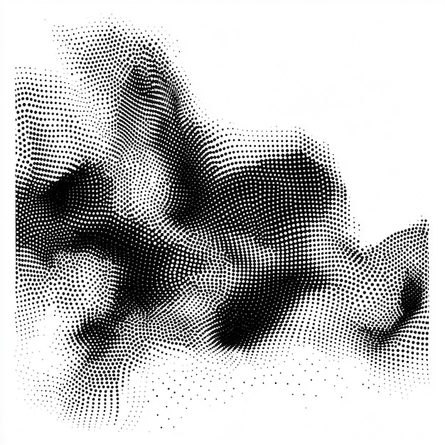 Abstract Black and White Halftone Wave Patterns for Modern Design