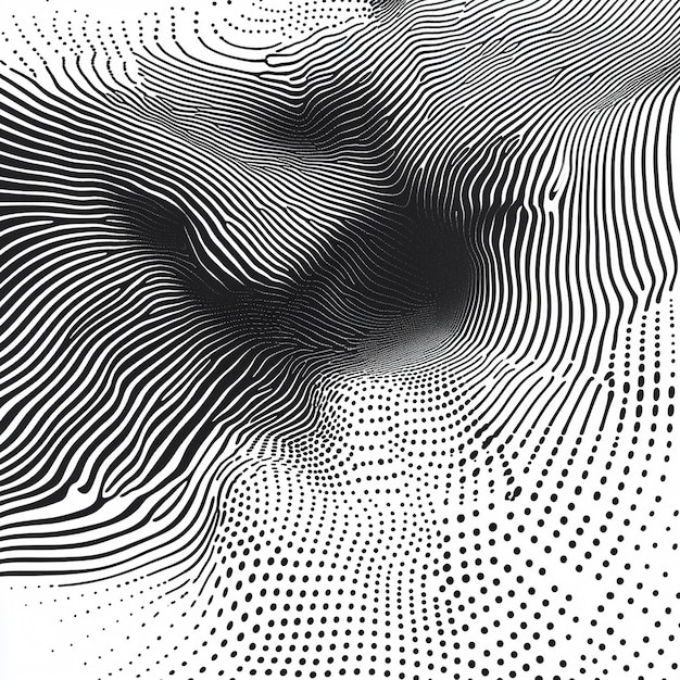 Photo abstract black and white halftone wave patterns for modern design