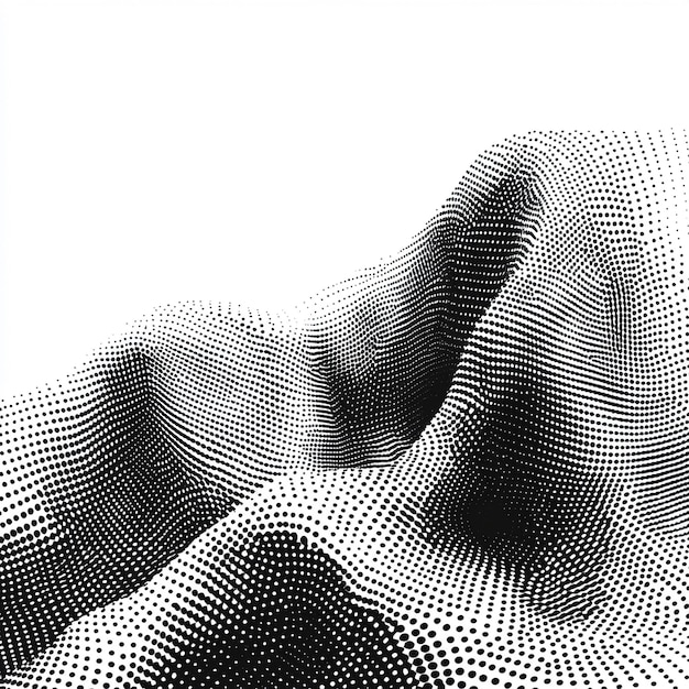 Abstract Black and White Halftone Wave Patterns for Modern Design