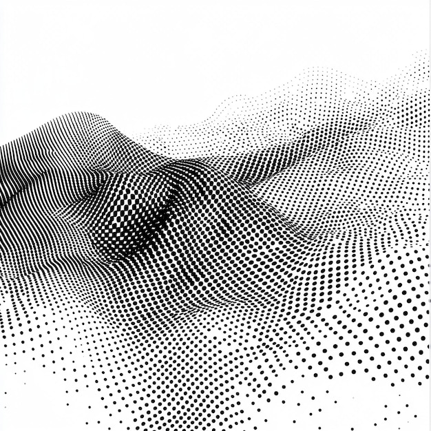 Abstract Black and White Halftone Wave Patterns for Modern Design