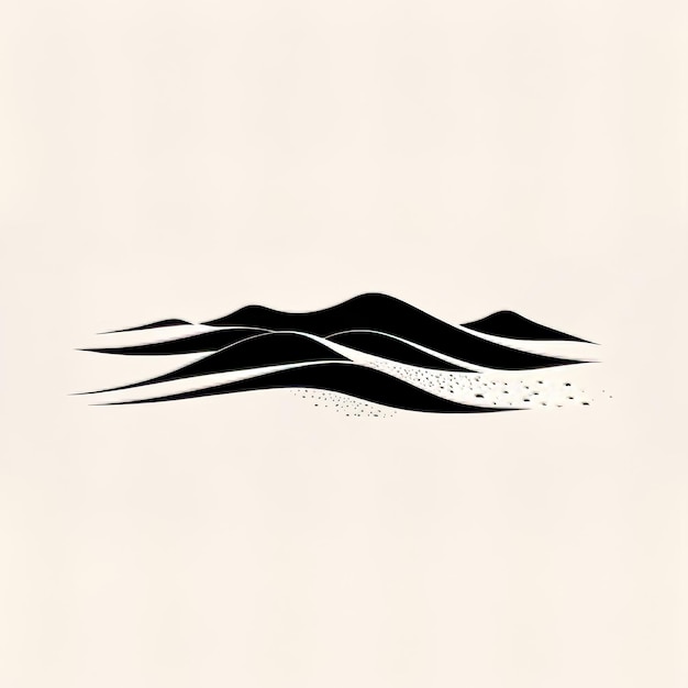 Photo abstract black and white illustration of a mountain in the form of a wave