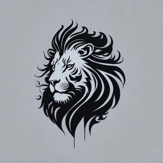 abstract black and white lion face logo vector art