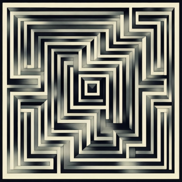 Abstract Black and White Maze Pattern