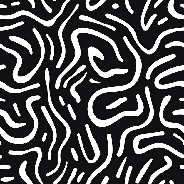 Abstract black and white pattern with curved lines