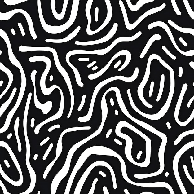 Abstract black and white pattern with curved lines