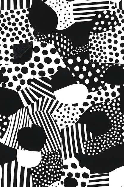 Photo abstract black and white pattern with dots and stripes for modern design