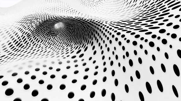 Photo abstract black and white pattern with swirling dots creates a dynamic visual effect