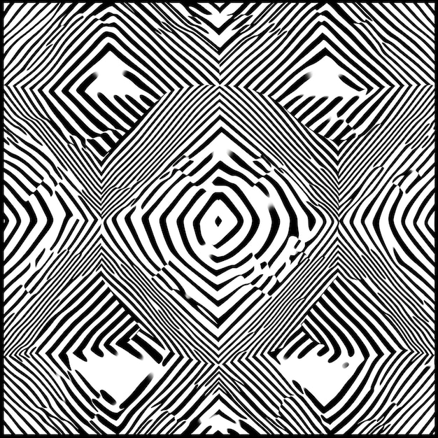 Abstract Black and White Striped Pattern with Distorted Lines and Shapes