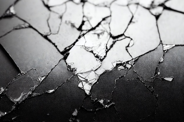 Abstract black and white surface of aged cracked material