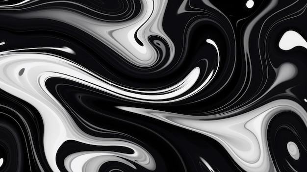 Abstract black and white swirling pattern with a smooth glossy finish