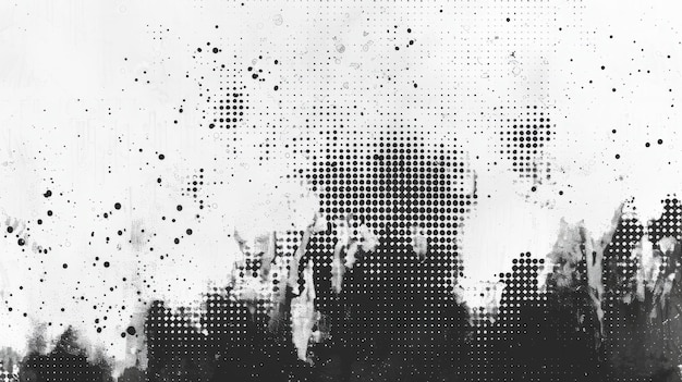 Photo abstract black and white textured pattern with dots and splashes