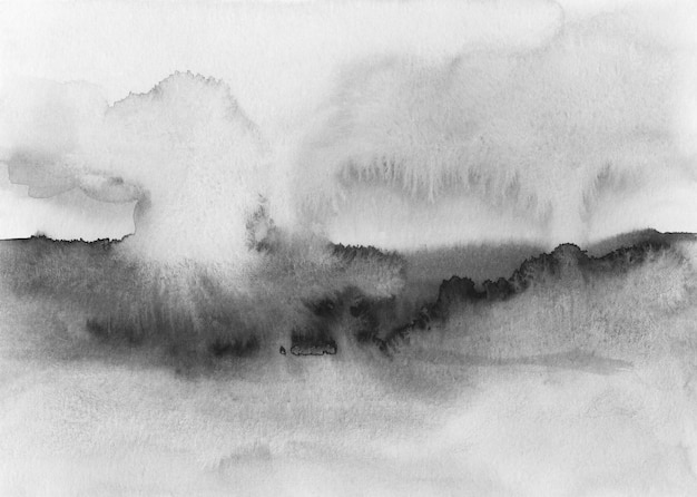 Abstract black and white watercolor landscape Watercolour background Monochrome wallpaper stains