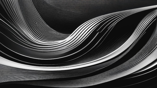 Abstract black and white waves create a dynamic visual flow