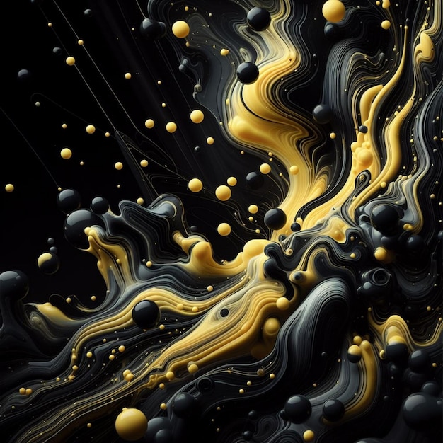 Abstract Black and Yellow Fluid Background