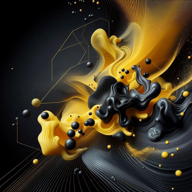 Abstract Black and Yellow Fluid Background