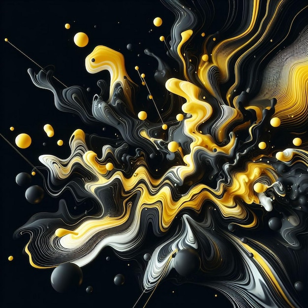 Abstract Black and Yellow Fluid Background