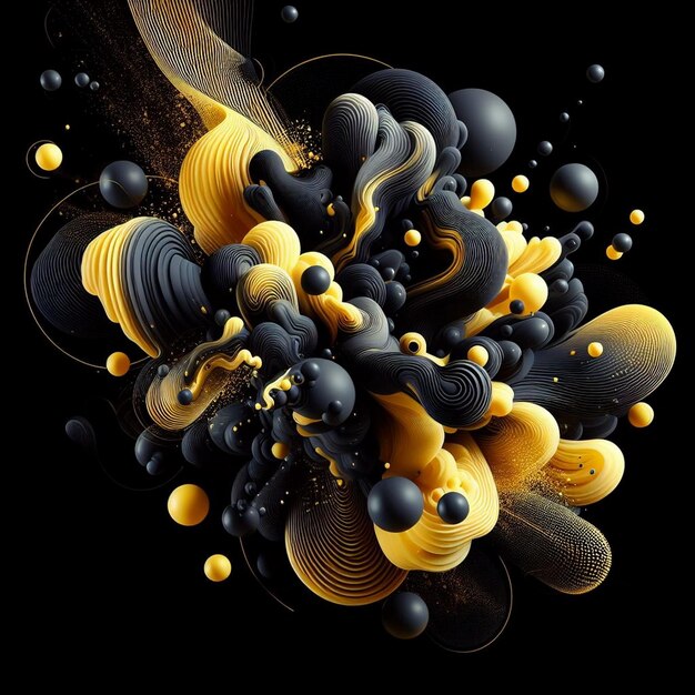 Abstract Black and Yellow Fluid Background