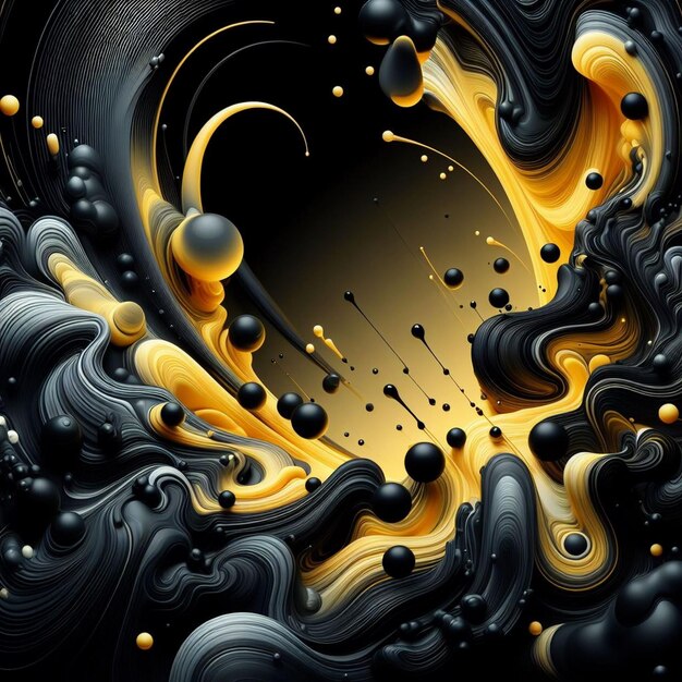 Abstract Black and Yellow Fluid Background