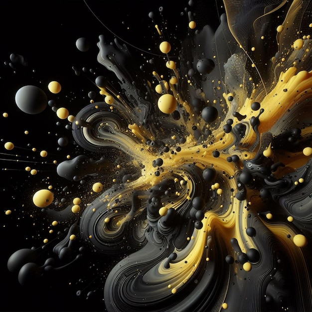 Abstract Black and Yellow Fluid Background