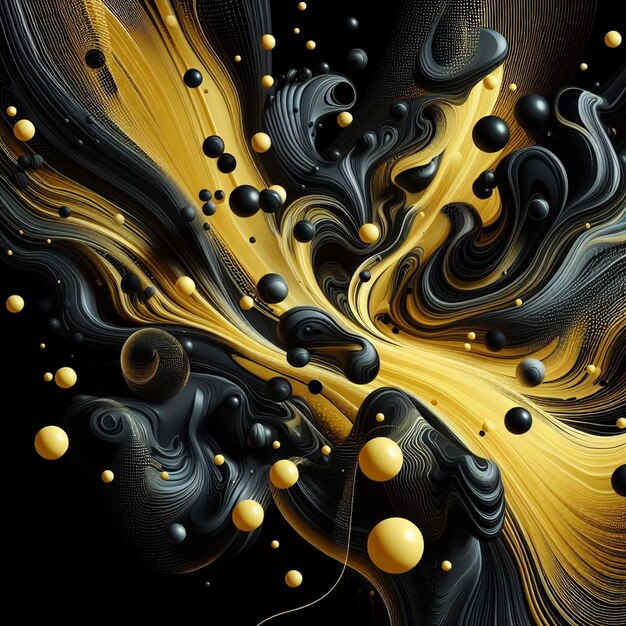 Abstract Black and Yellow Fluid Background