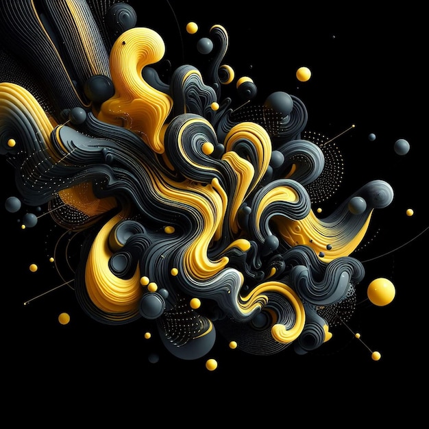 Abstract Black and Yellow Fluid Background