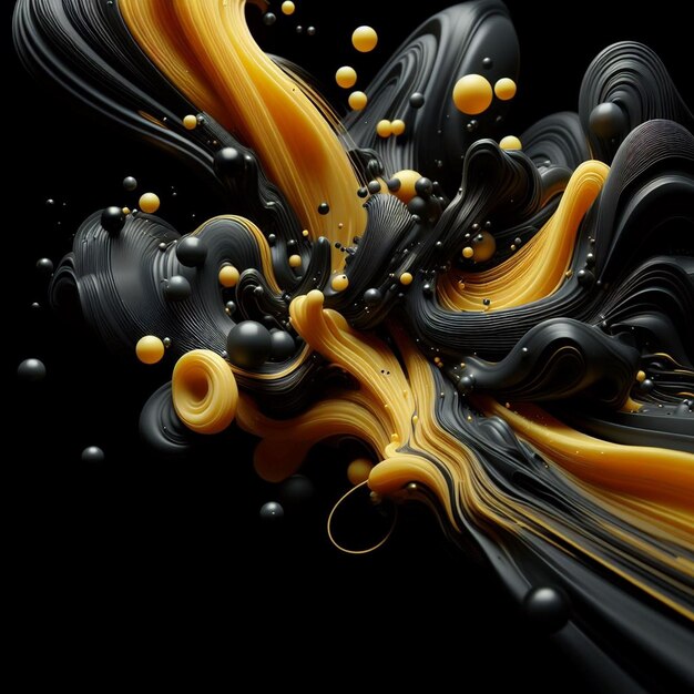 Abstract Black and Yellow Fluid Background