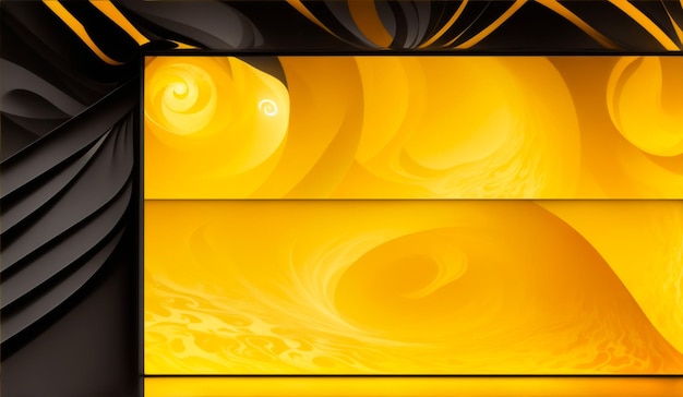 Abstract black yellow wavy background for banner