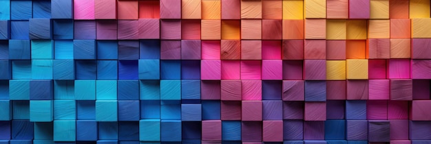 Abstract block stack wooden 3d cubes colorful wood texture for backdrop