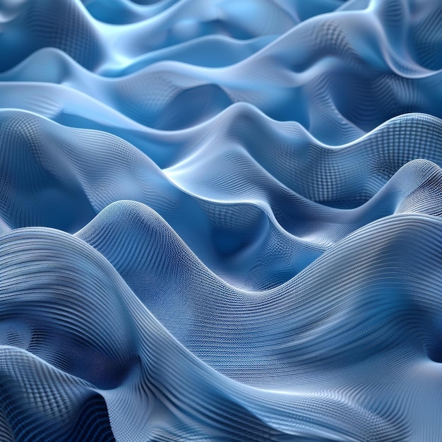 Abstract Blue 3D Wavy Surface